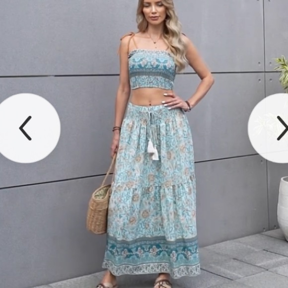 NEW !mBohemian Blue Maxi Skirt Set